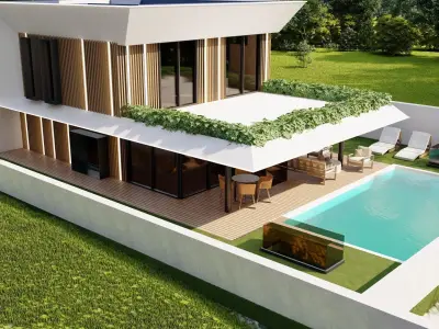 Modern Luxury Villa 3D Model with Pool and Elegant Interior 3D model