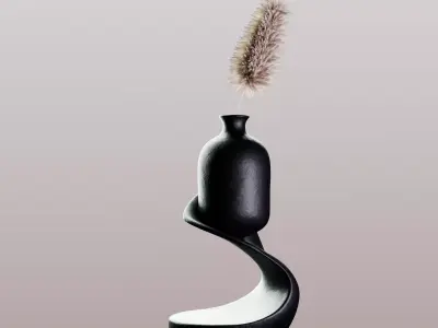 Modern Curved Decorative Vase 3D model