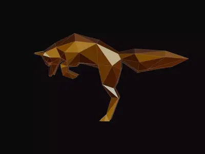 Polygonal Jumping Fox Low-poly 3D model