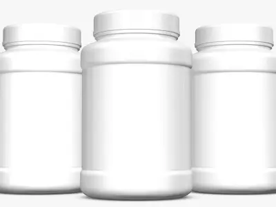 Red Bottle with Label and Cover 3D model