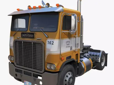 Freightliner Powerliner single axle semitruck Low-poly 3D model