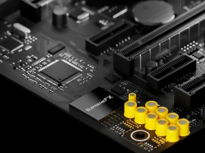 ASUS ROG STRIX X570E-GAMING Motherboard PCB 3D model