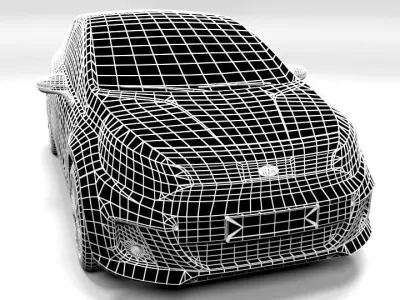 KIA RIO 3DOOR 2012 LOWPOLY  Low-poly 3D model