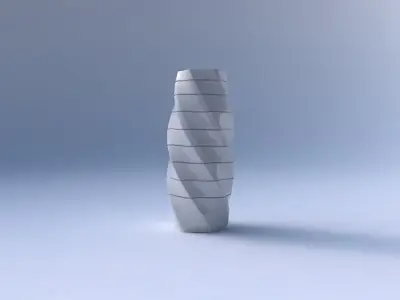 Vase twisted hexagon with hard horizontal dents 3D print model