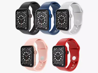 Apple Watch Series 6 silicone loop blue gold gray red silver 3D Model Pack