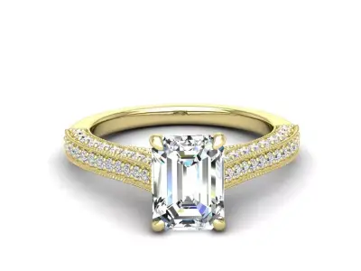 Engagement ring Sophia emerald 3D print model