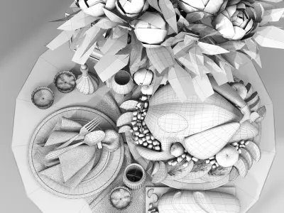 Holiday Christmas flower and food 3D model