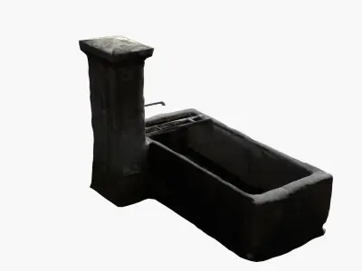Photo-Scanned German Fountain Low-poly 3D model