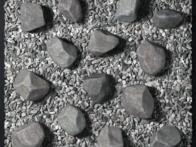 Square pebble stone street decor  3D model