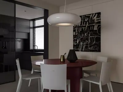 Modern living room dining room interior scenes  3D model
