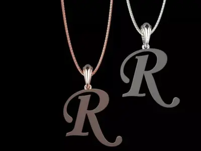 Letter R NECKLACE 3D print model 3D print model