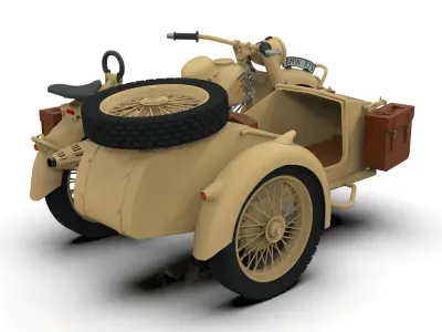 Motorcycle with sidecar  1941 3D model