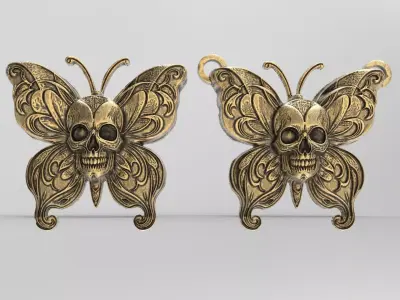 skull butterfly pentant  3D print model