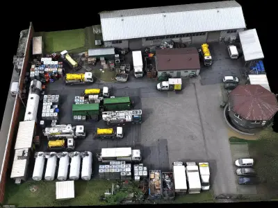 construction-site trucks machinery terrain photogrammetry Low-poly 3D model