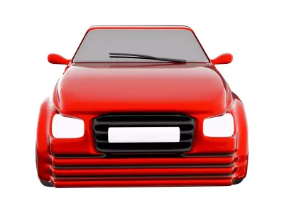 3d of a brandless generic eco-red car icon 3D model