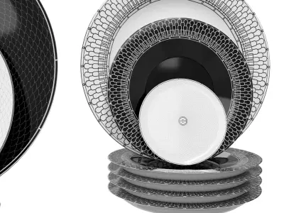 Dishes set dinnerware 3D model