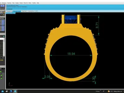 Bold Square Gemstone Signet Ring Jewelry Design  4830 3D print model