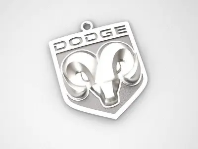 DODGE-KEYCHAIN silver and gold badge with rams 3D print model