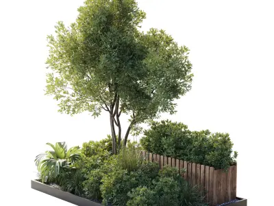 Garden plants set in a box outdoor set 150 Low-poly 3D model