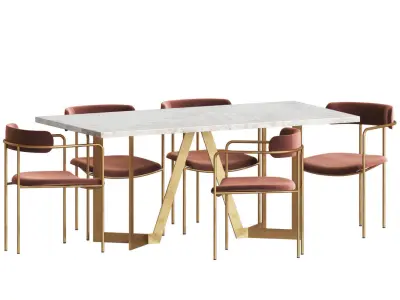 Dining Set table and chairs 3D model