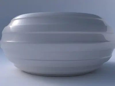 Bowl spheric squeezed wide with smooth horizontal ribbons 3D print model