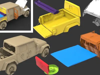 Jeep Wrangler Gladiator 2019 Exterior MULTIPLE Native 3D Scan 3D model