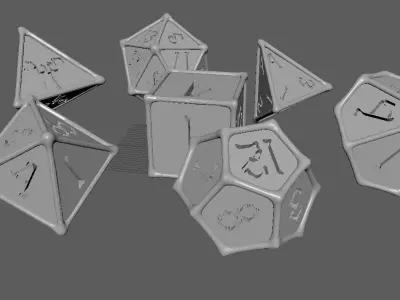 A set of Polyhedral Dice font in the shape of the bones 3D print model