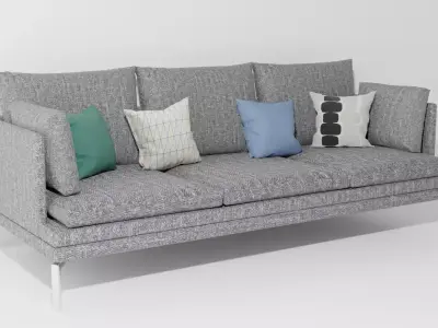 couch sofa with pillows 3D model