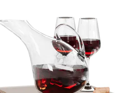 N7 Elegant Red Wine Set with Decanter and Glasses 3D model