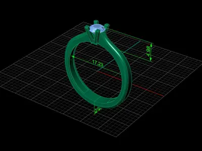 STL 3DM Print Ready Women Diamond Ring Lightweight Printable  3D print model 113