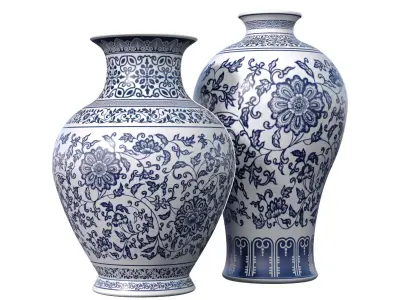 Decorative garden porcelain ceramic vase flowerpot pot urn  3D model