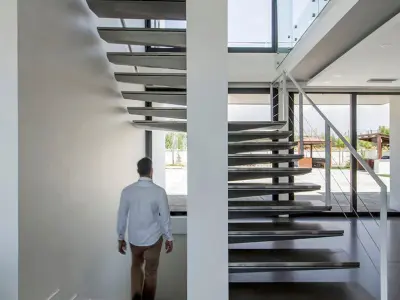 villa 3d modern with swimming pool at night 3D model