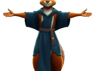 Friendly Squirrel in Robe model pack Low-poly 3D model