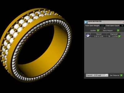 Mens Diamond Eternity Band   3D CAD Jewelry Model 3D print model