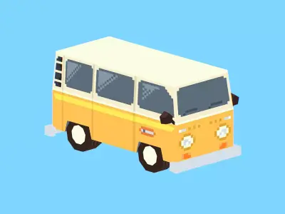Lowpoly Pixelart Van Low-poly 3D model