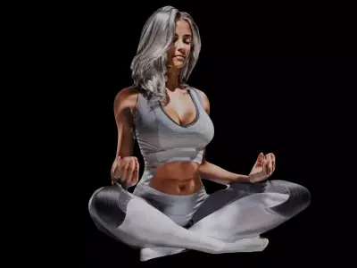 Meditating Female Yoga Pose 3D model