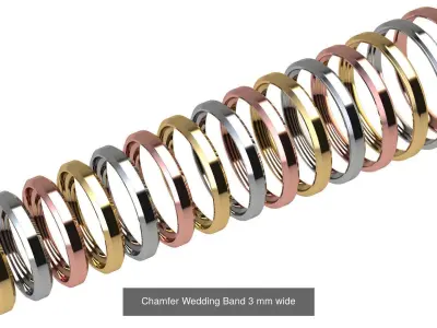 Chamfer Wedding Band Collection 3D Model Pack