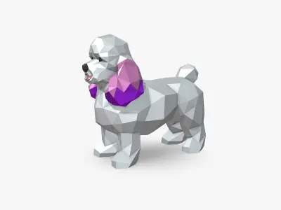 mini poodle low poly 3D print model