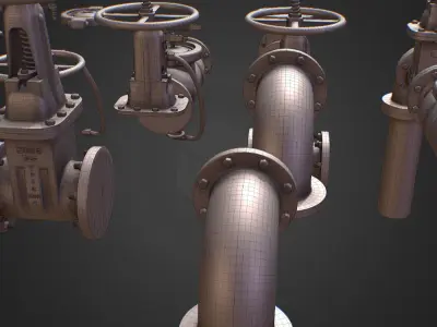Backflow Pipe Constructor Hi Poly Subdivision 3D model
