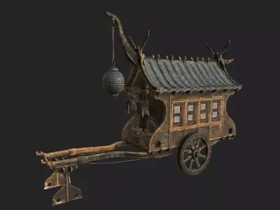 Japanese Ramen-Food Cart PBR Low-Poly Low-poly 3D model