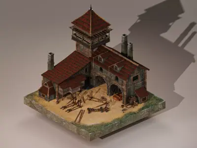  Medieval Workshop Level 10 Low-poly 3D model