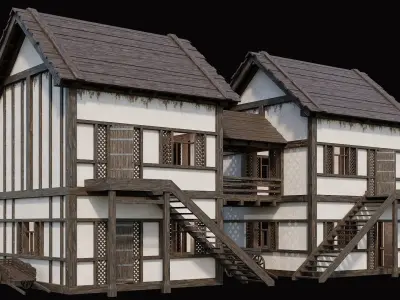 Medieval Village Pack 6 - 4 Assets - 4K Textures Game Ready Low-poly 3D model