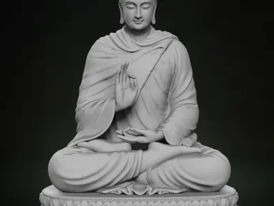 Buddha Abhaya Mudra Low-poly 3D model