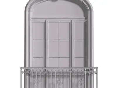 Arch Classic Window with French balcony  3D model