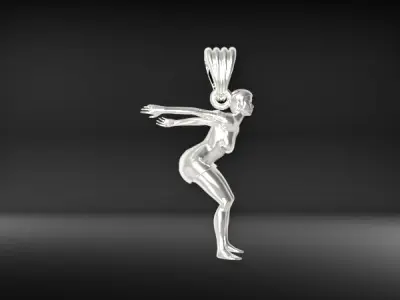 3d Lady Swimmer Diver Charm Pendant necklace Jewelry 3D print model