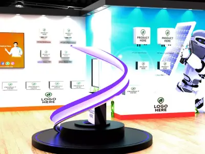 Modern Exhibition Booth 3D Model Black and white accent 3D model