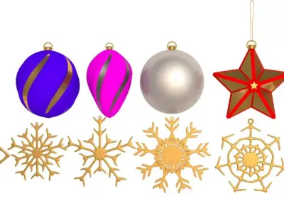 Christmas Wreath and Christmas toys collection 3D model