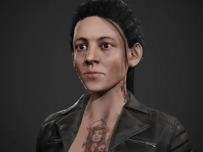 Biker Girl Character  Low-poly 3D model