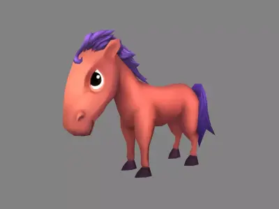 Cartoon Pony Low-poly 3D model