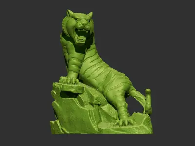tiger golden statue of 3D print model